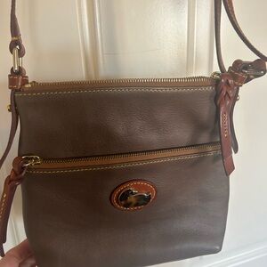 Dooney&Bourke Taupe Leather cross-over purse- like new condition